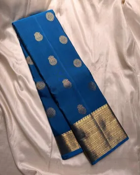 Lustrous Blue Soft Silk Saree With Enigmatic Blouse Piece