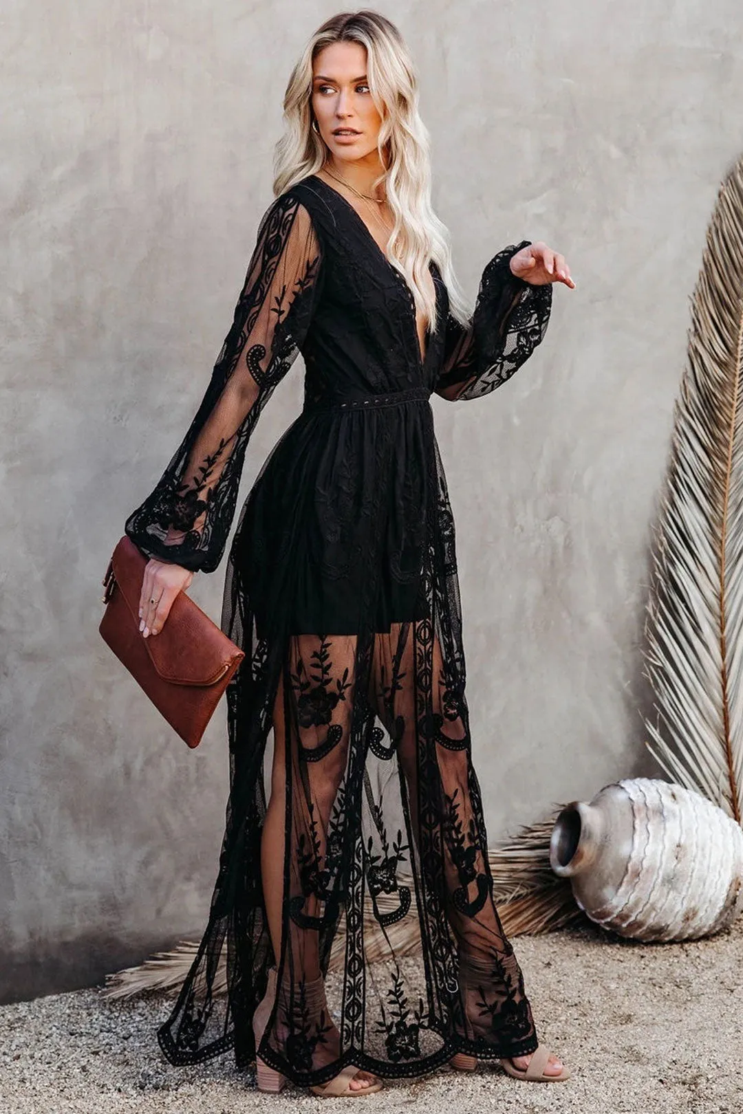 Maxi Dress - Boho Dress - Sundress - Lace Dress - Black Aitana
