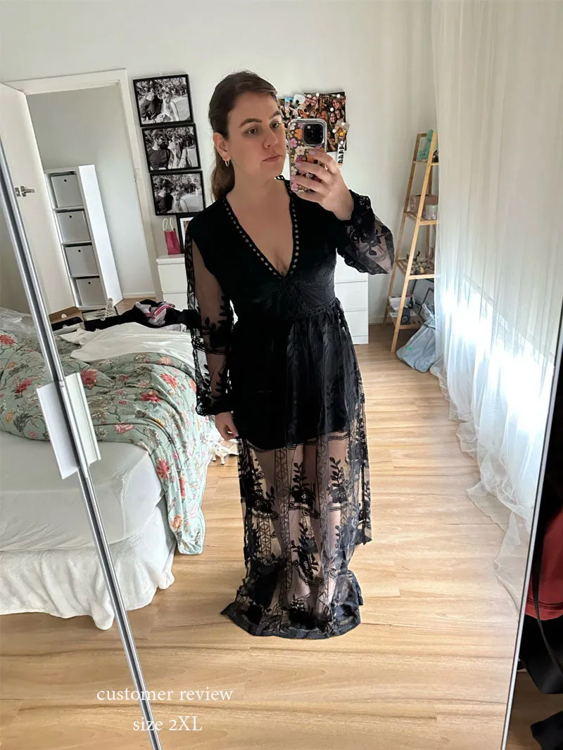 Maxi Dress - Boho Dress - Sundress - Lace Dress - Black Aitana