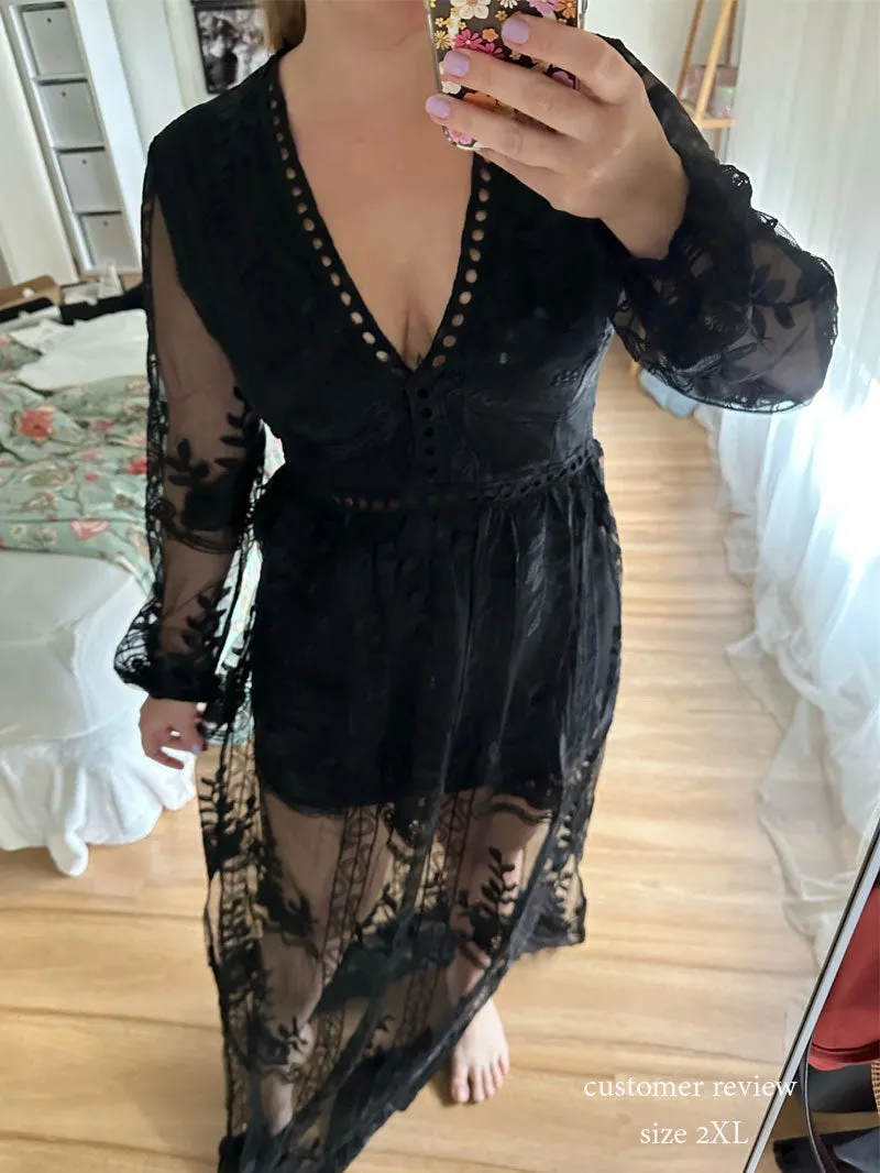 Maxi Dress - Boho Dress - Sundress - Lace Dress - Black Aitana