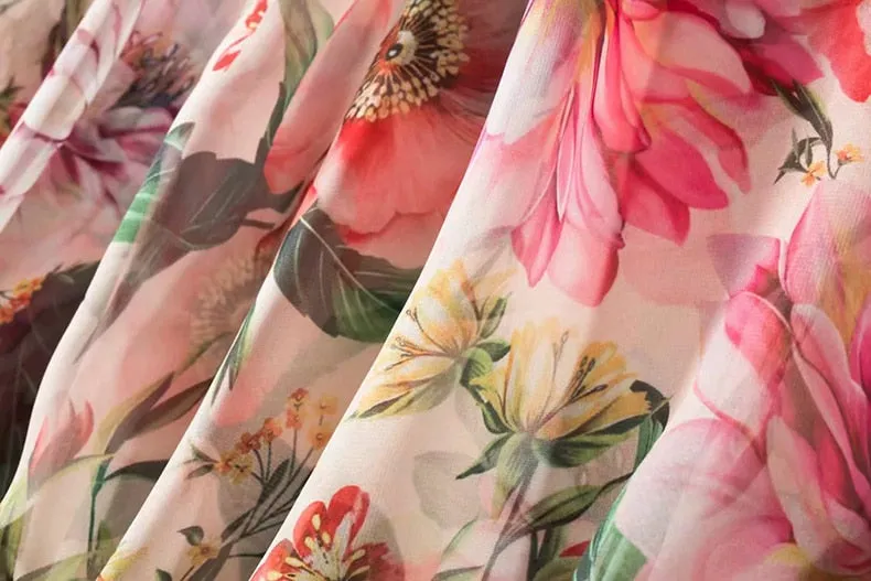 Maxi Dress, Boho Vintage Party Dress, One Shoulder Ruffle Gown, Pink Daisy Rose