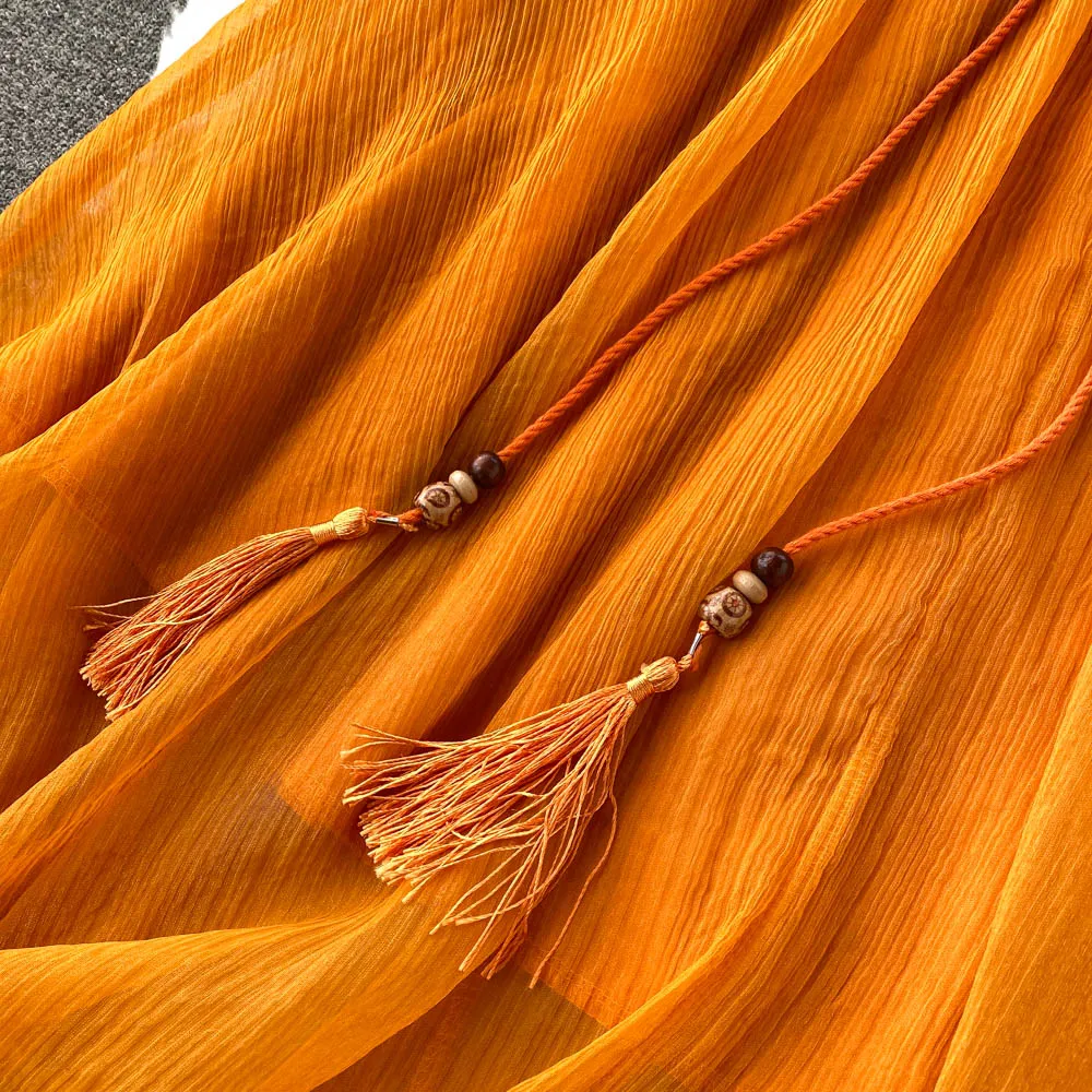 Maxi Dress with Matching Scarf, Boho Vintage Dress, Gown, Sahara in Gold