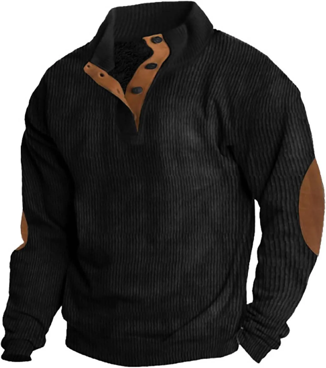 Men's Cashmere Long Sleeve Sweatshirt Day Casual Fashion Soft And Comfortable Small Print Long Sleeved Button