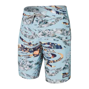 Men's SAXX Betawave Swim Shorts 19" Pattern: Ripple Camo-Fog Blue