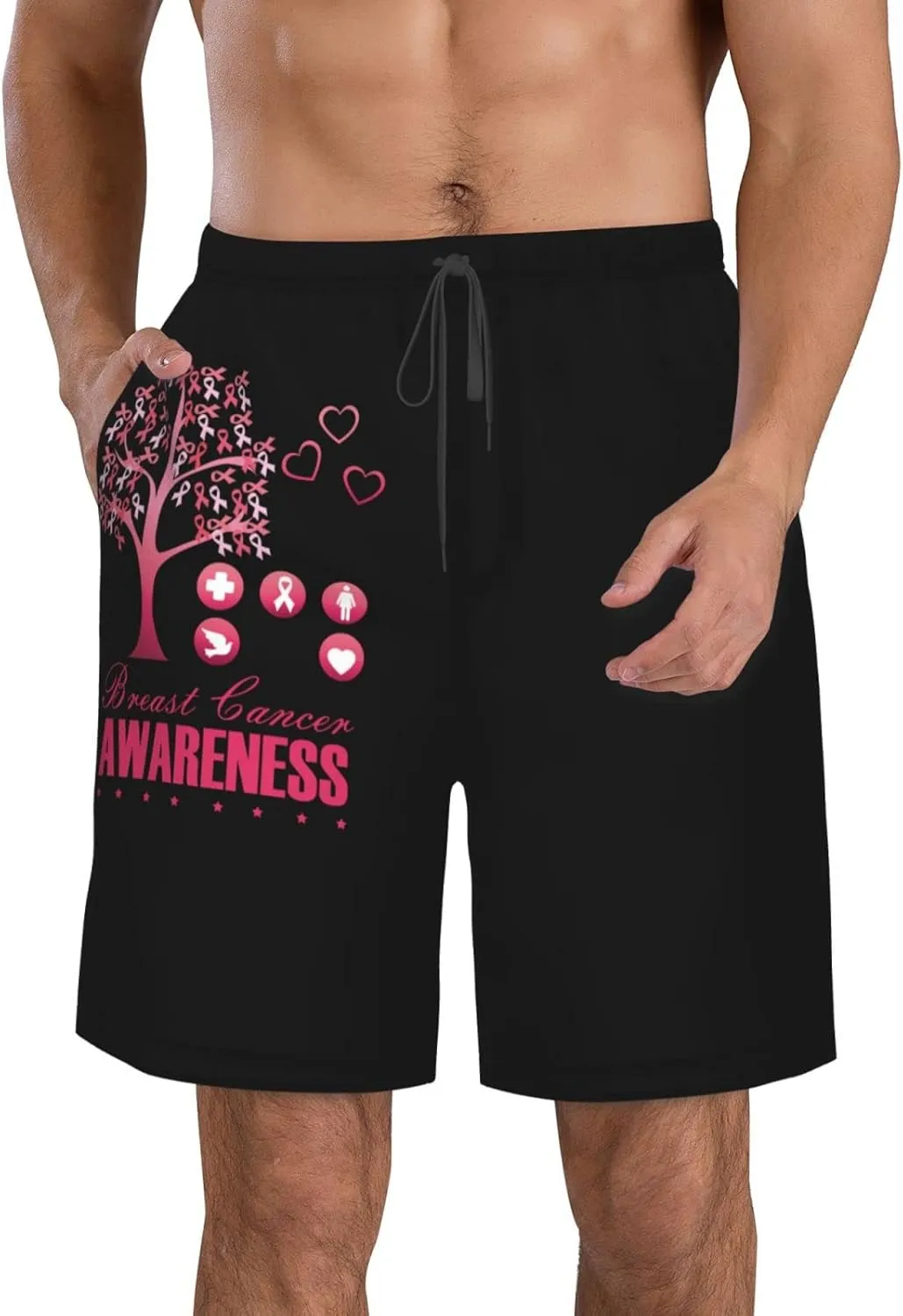 Men's Swim Trunks Beach Shorts Drawstring Quick Dry Running Shorts Comfortable Loose Gym Shorts Swimsuit Pants with Pockets