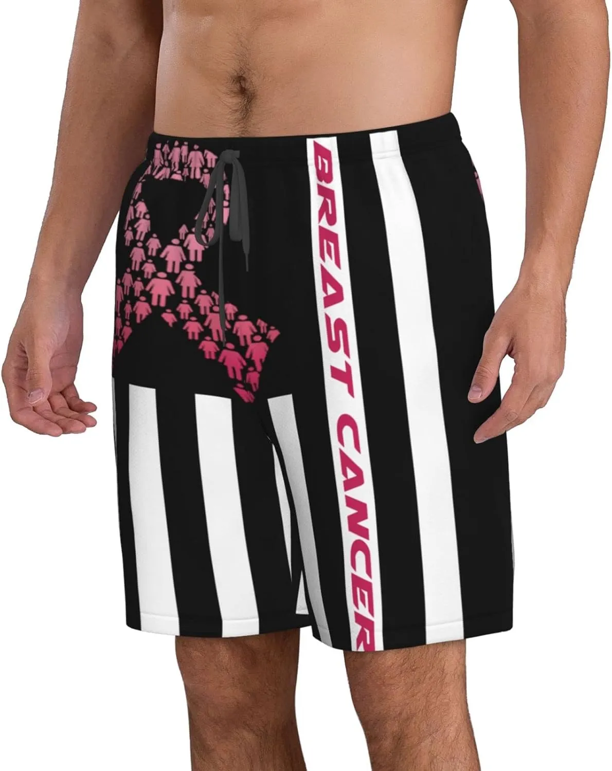 Men's Swim Trunks Beach Shorts Drawstring Quick Dry Running Shorts Comfortable Loose Gym Shorts Swimsuit Pants with Pockets