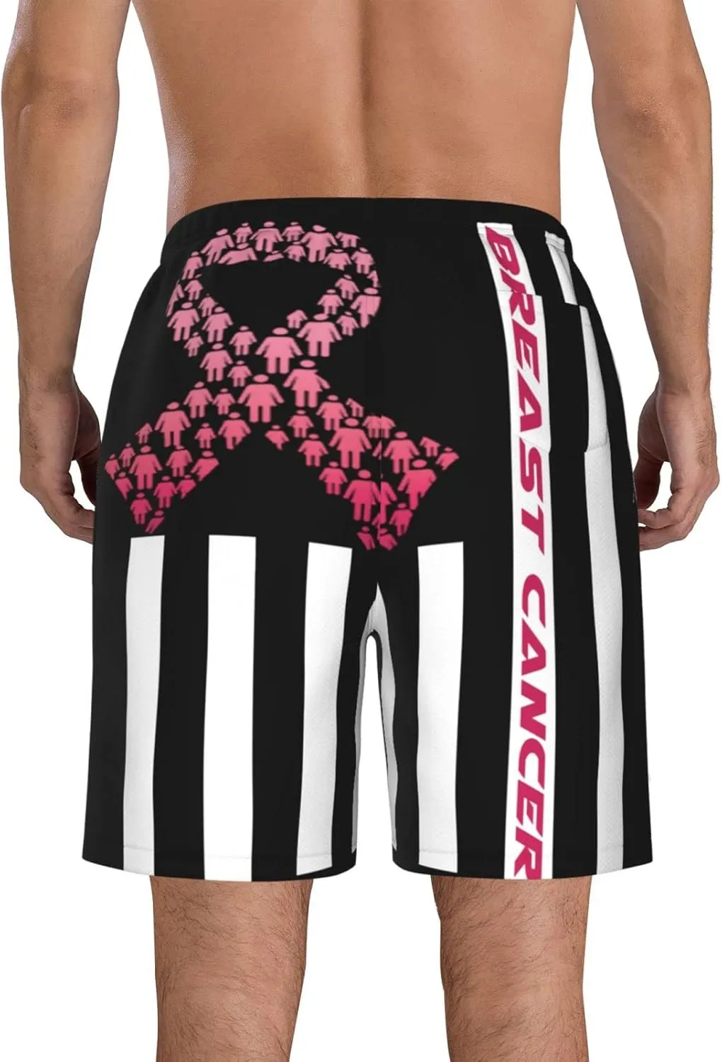 Men's Swim Trunks Beach Shorts Drawstring Quick Dry Running Shorts Comfortable Loose Gym Shorts Swimsuit Pants with Pockets
