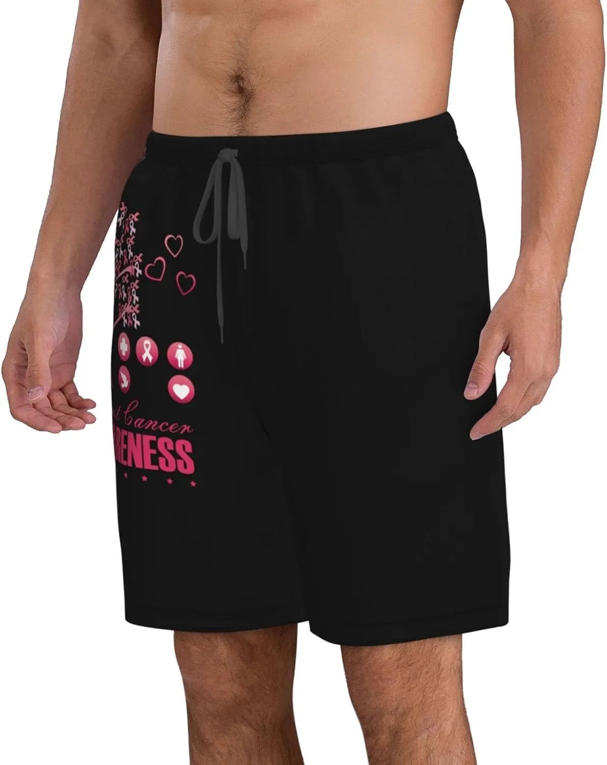 Men's Swim Trunks Beach Shorts Drawstring Quick Dry Running Shorts Comfortable Loose Gym Shorts Swimsuit Pants with Pockets