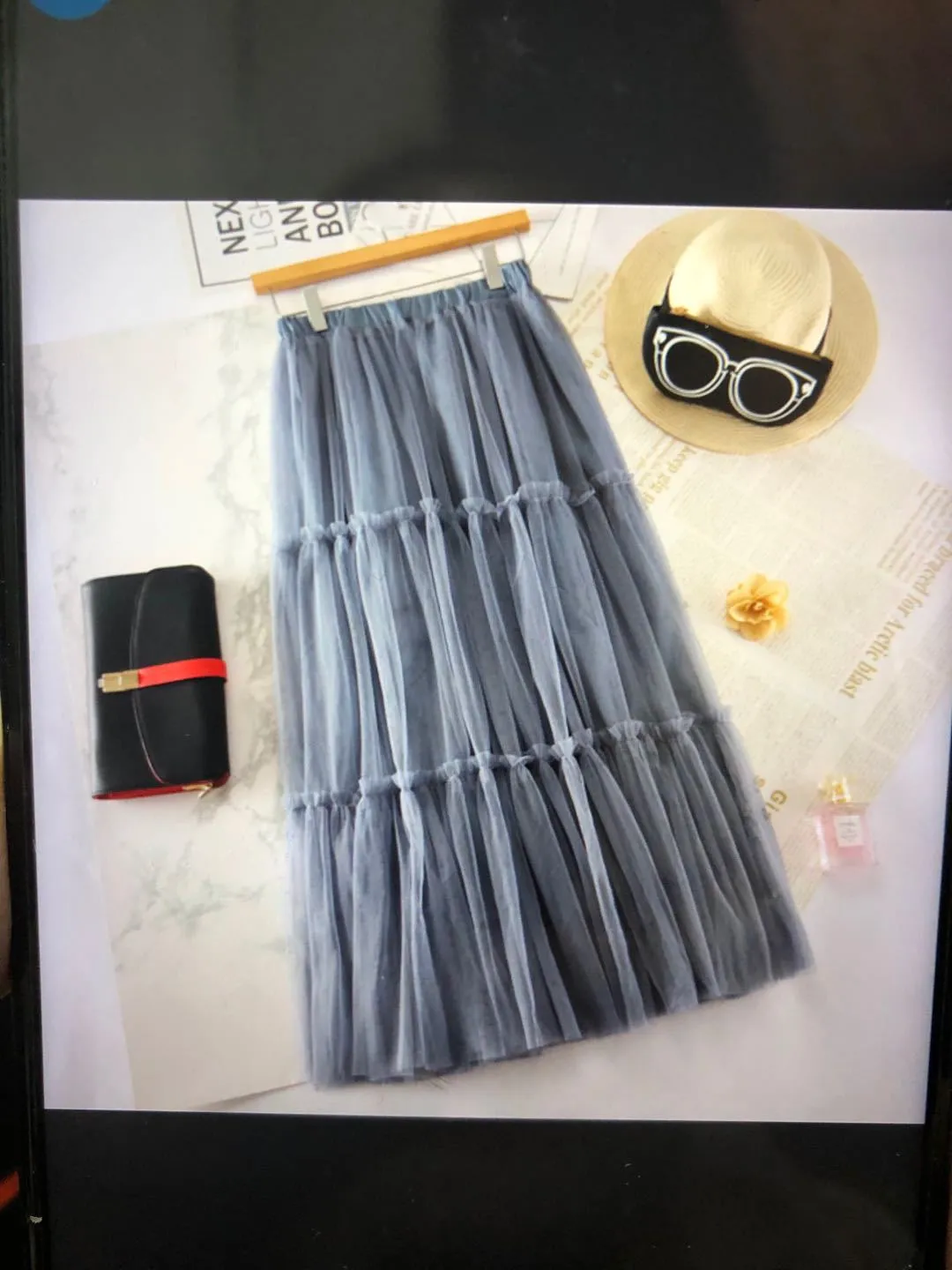 Mesh Skirt Mid-Length Flare Cake Flare Fairy Dress Solid Colored Skirt