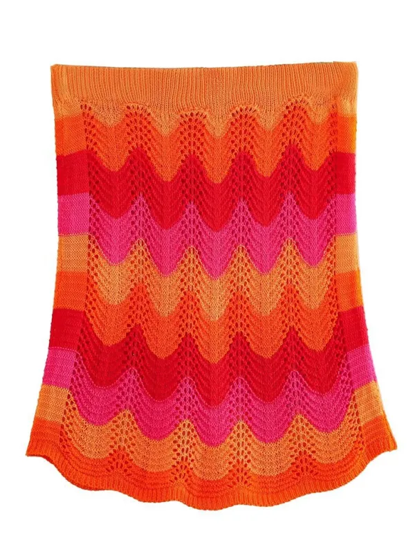 New Casual Multicolor Mesh Knit Skirt
