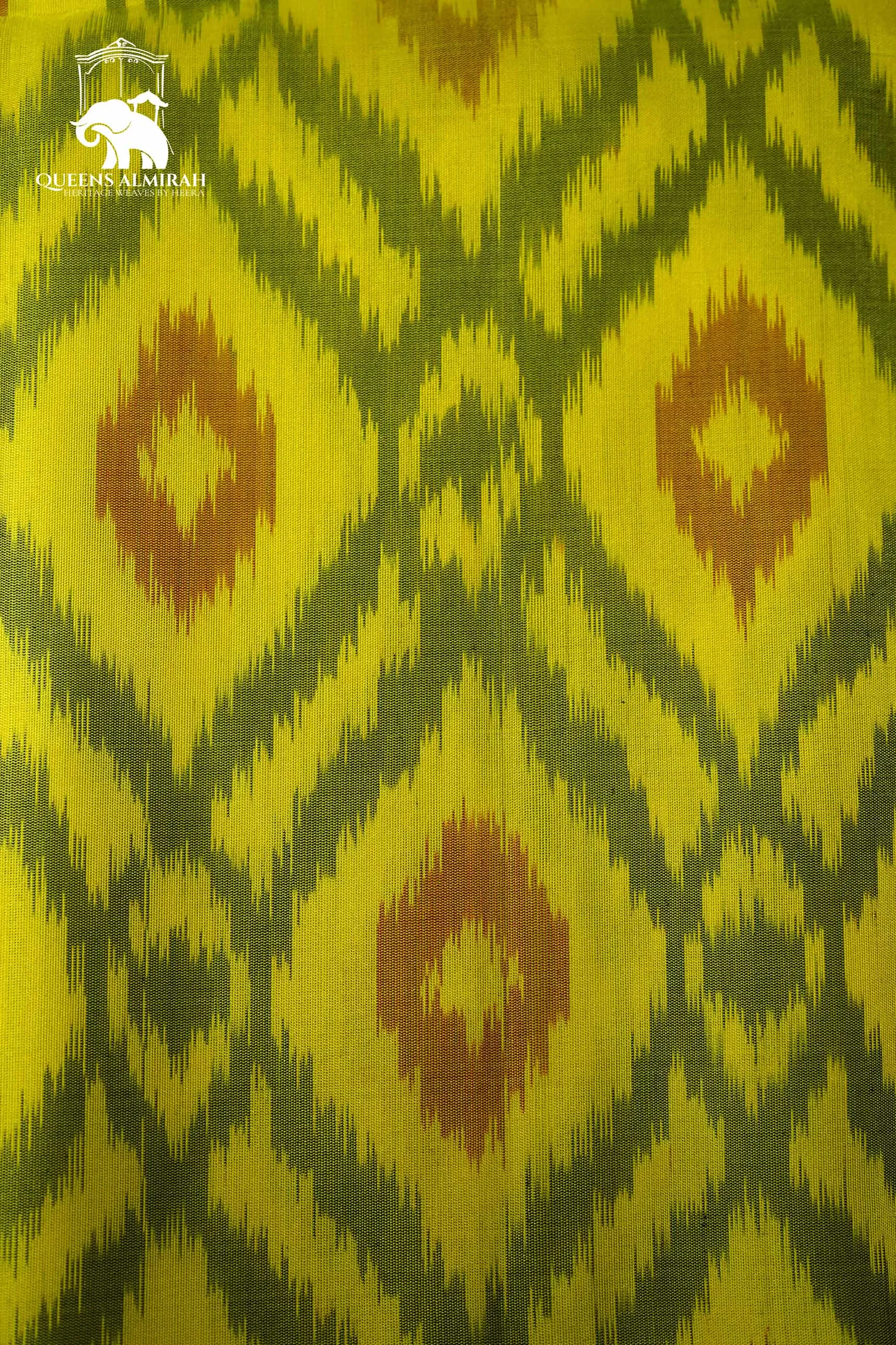 OLIVE YELLOW WITH CHARCOAL BLUE SOFT SILK SAREE