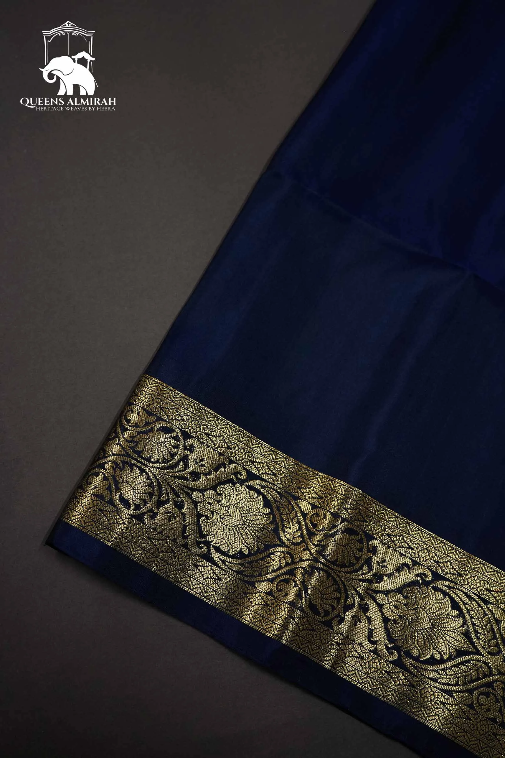 OLIVE YELLOW WITH CHARCOAL BLUE SOFT SILK SAREE