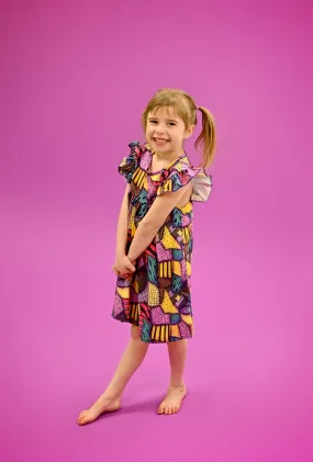 Patchwork Milk Silk Flutter Dress