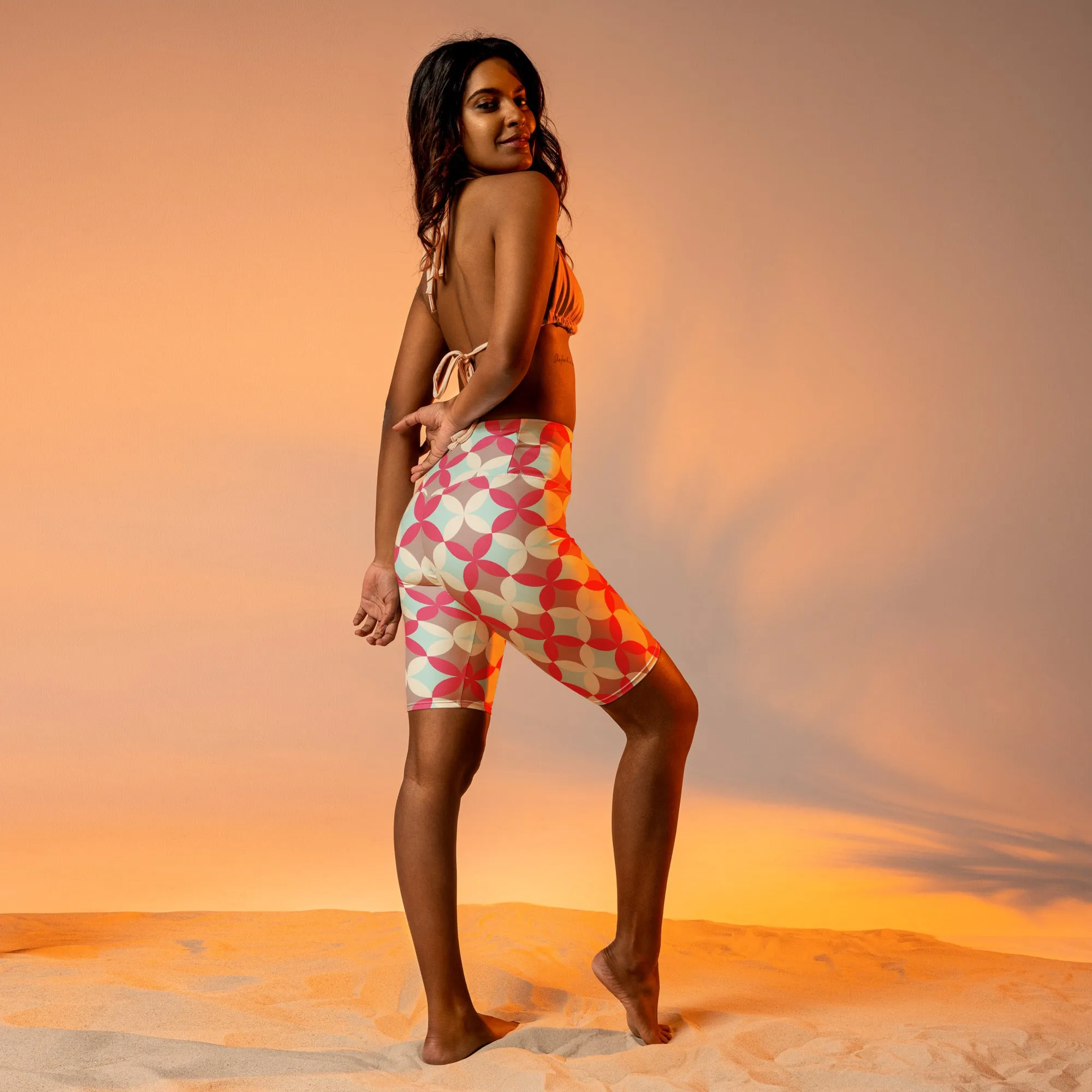 Patterned Pink Biker Shorts