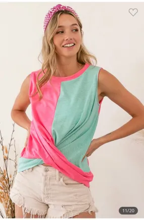 Pink & Aqua Twist Tank
