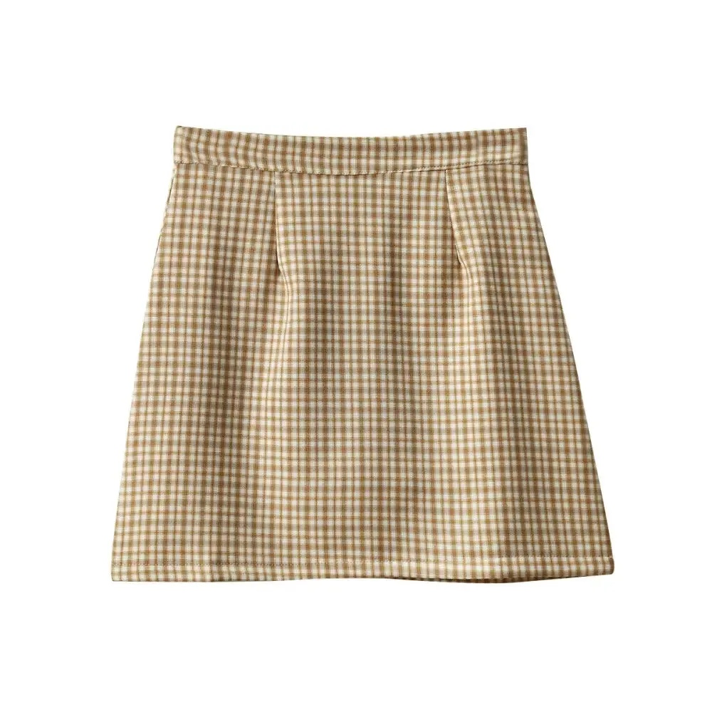 Plaid Korean A-line Short Skirt