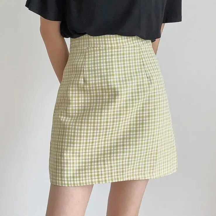 Plaid Korean A-line Short Skirt