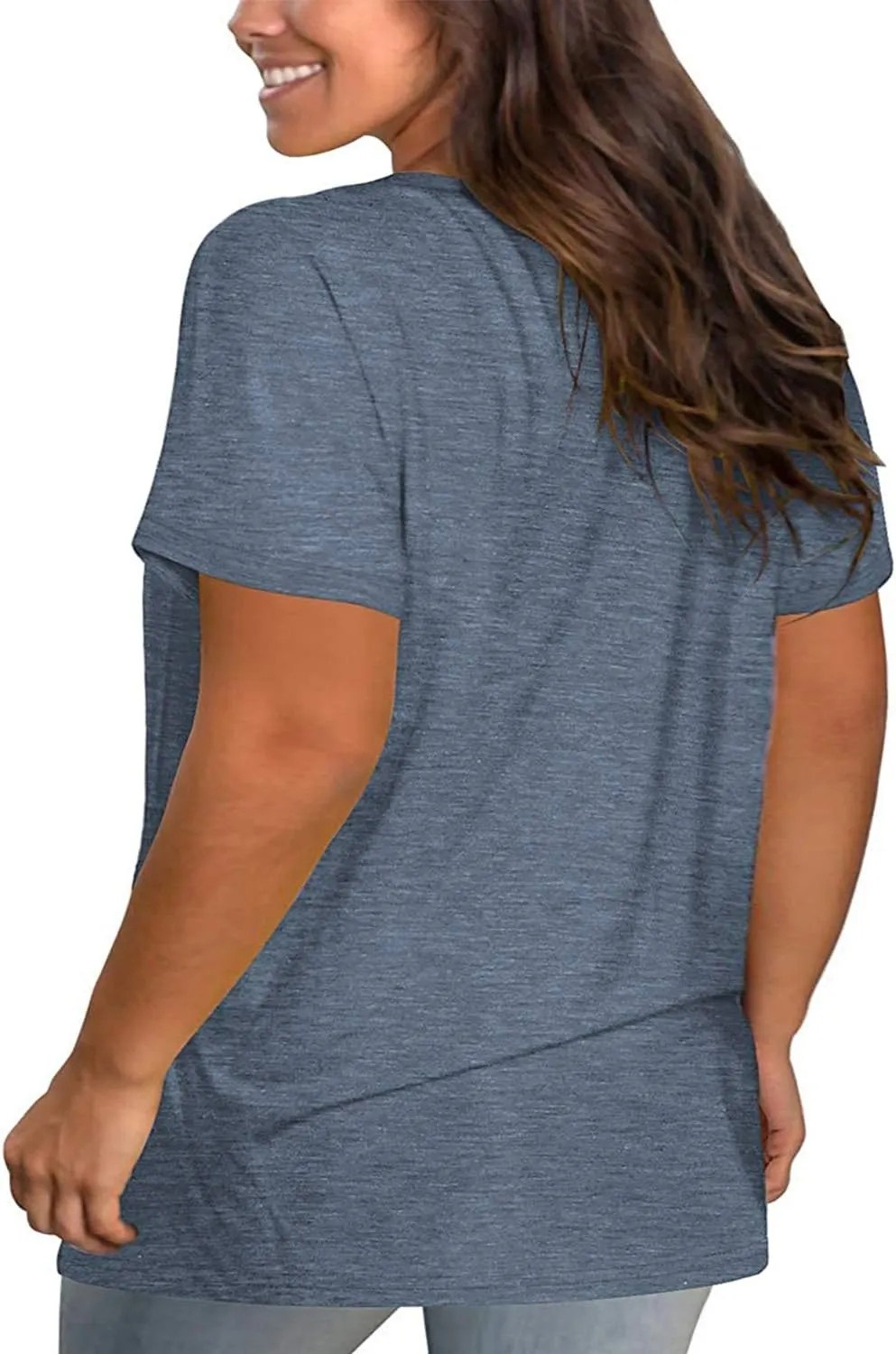 Plus Size Tops for Women Summer Short Sleeve Sexy V Neck Criss Cross T-Shirt Tunic Casual Loose Soft Tee Shirt