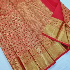 Prettiest Red Soft Silk Saree With Pleasant Blouse Piece