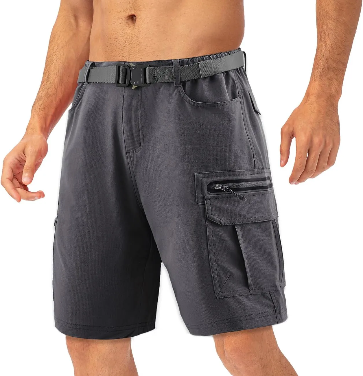 Quick Dry Cargo Shorts Men Outdoor Casual Stretchy Lightweight Fishing Hiking Breathable Comfortable Shorts No Belt