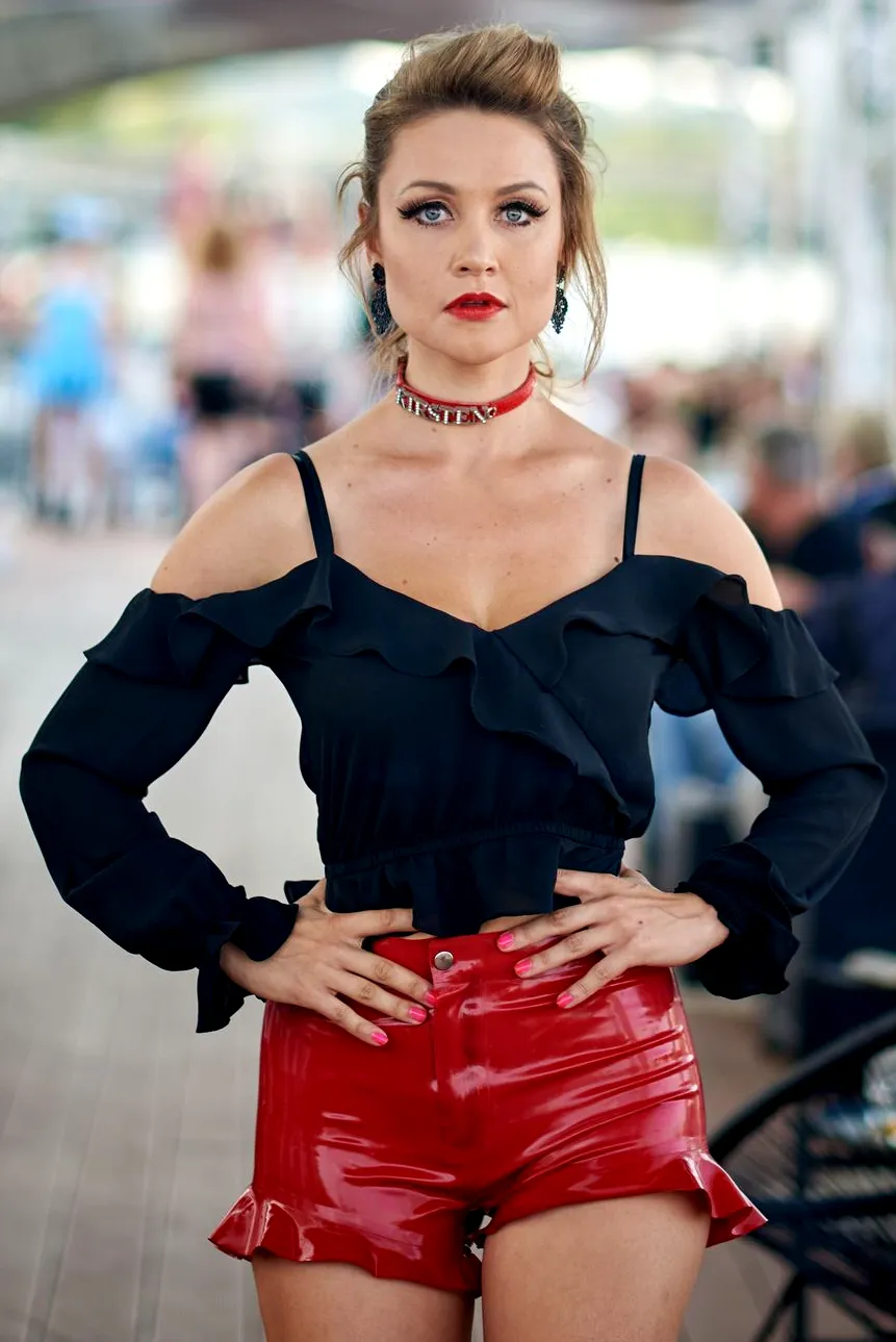 "Ladiana" Latex Shorts with Ruffles