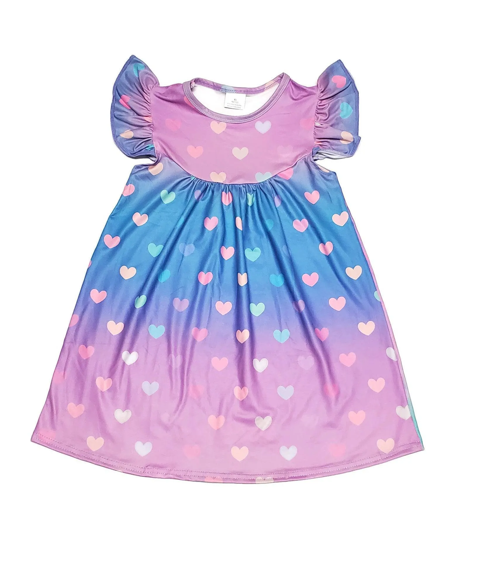 Rainbow Hearts Milk Silk Flutter Dress