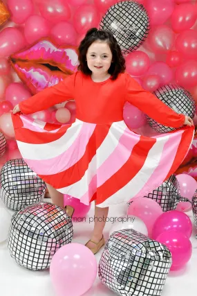 Red Hue Twirl Milk Silk Dress