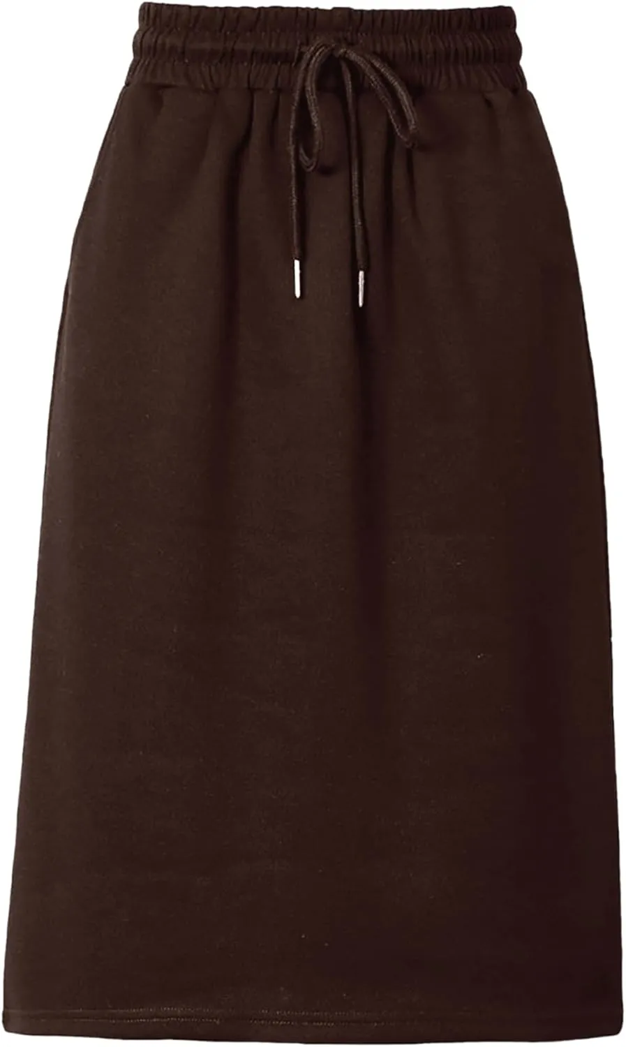 Rooscier Women's Drawstring Elastic High Waist A Line Casual Midi Skirt