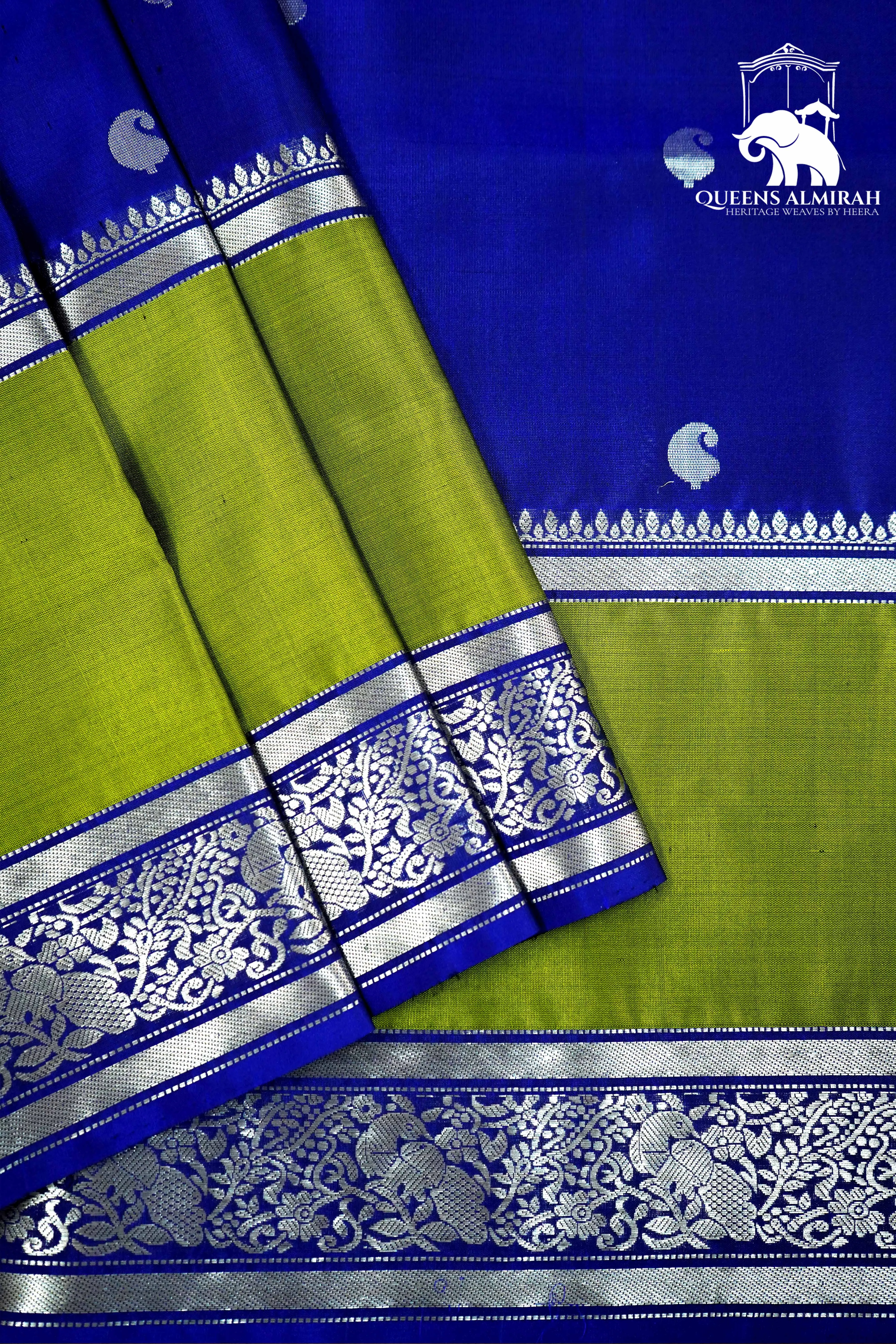 ROYAL BLUE WITH MURKY GREEN SOFT SILK SAREE