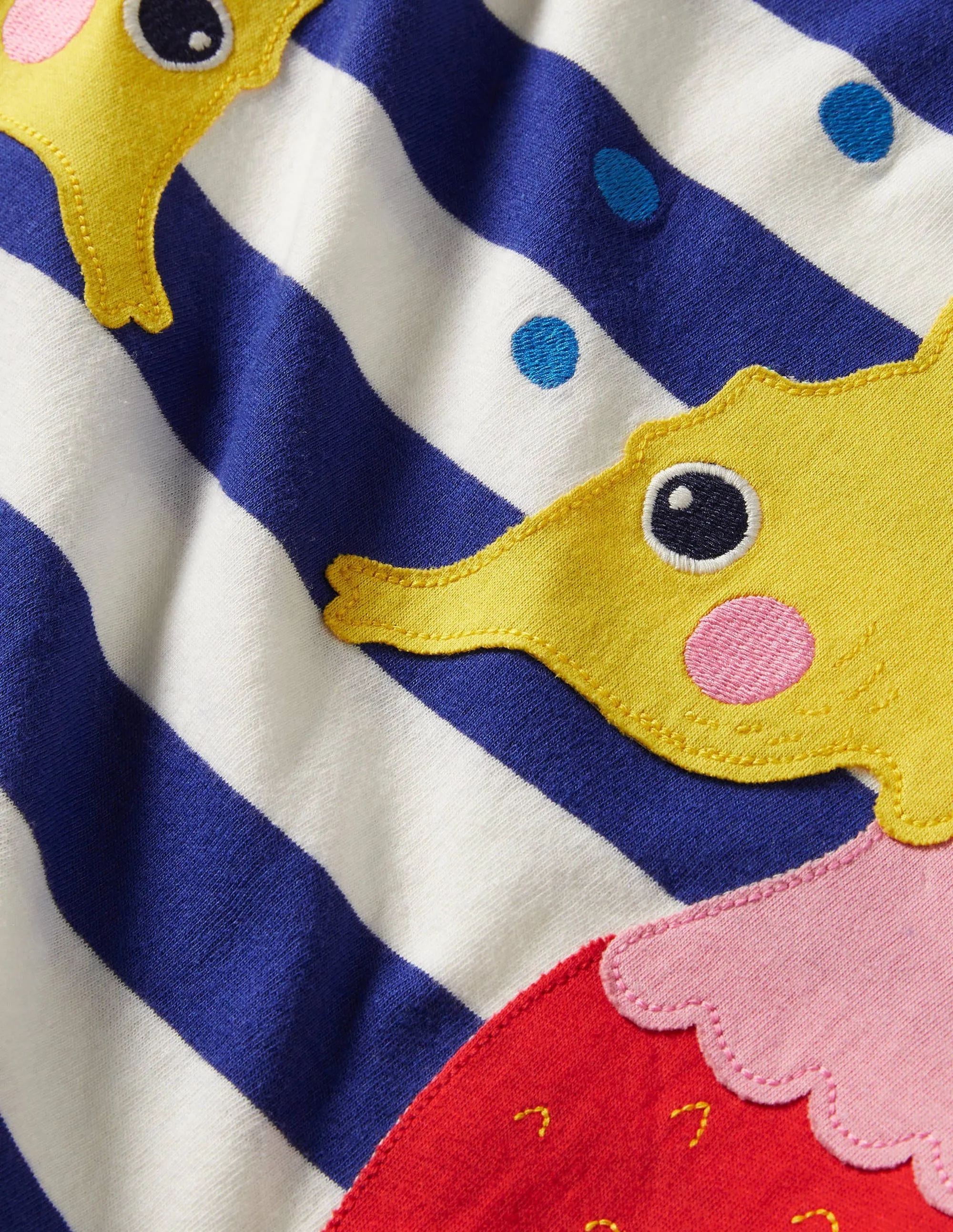 Short Sleeve Appliqué Tunic-Blue Wave/Ivory Seahorse