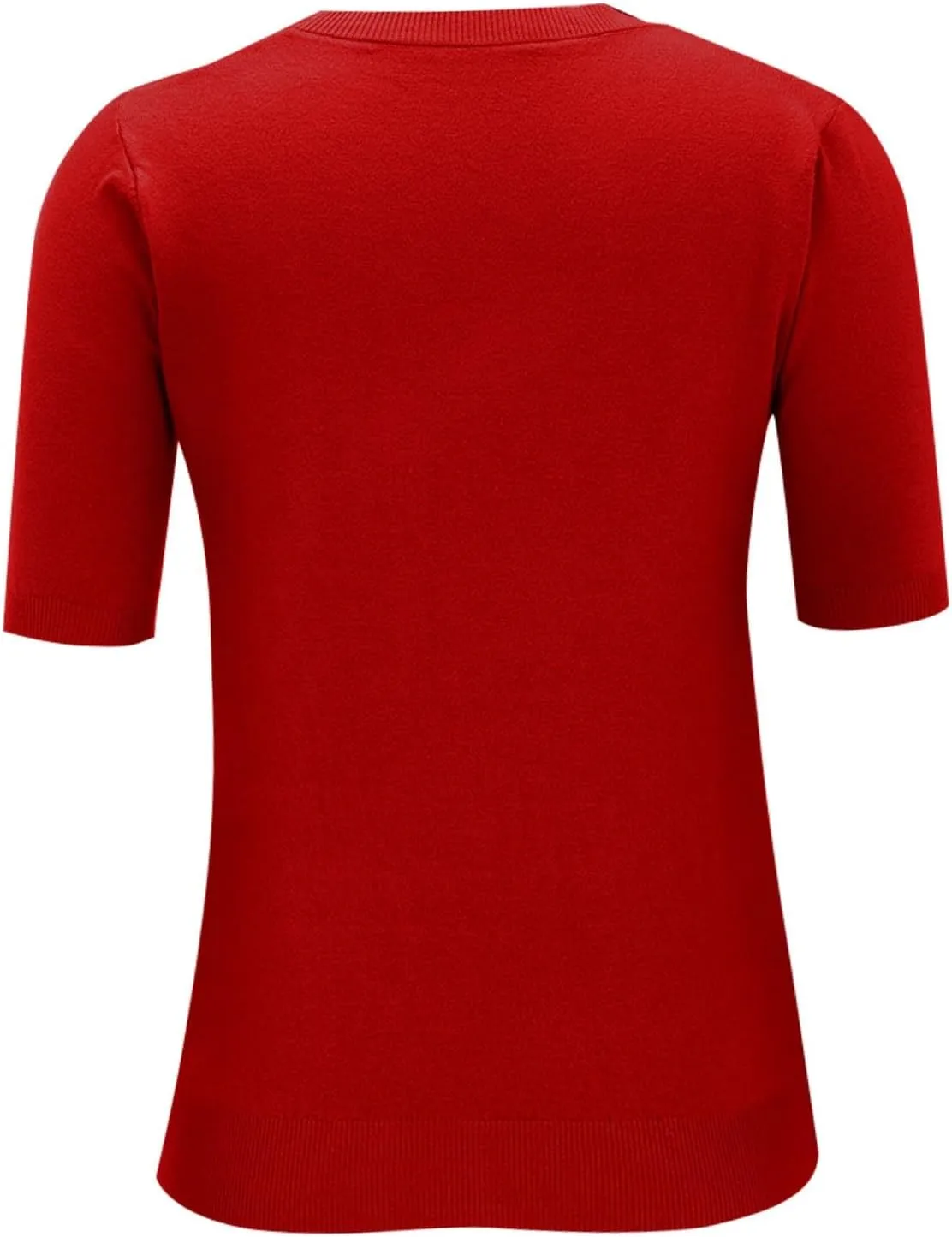 Short Sleeve Sweater for Women Trendy 2024 Soft Crewneck Knit T Shirts Casual Solid Loose Fit Cashmere Sweaters Tees