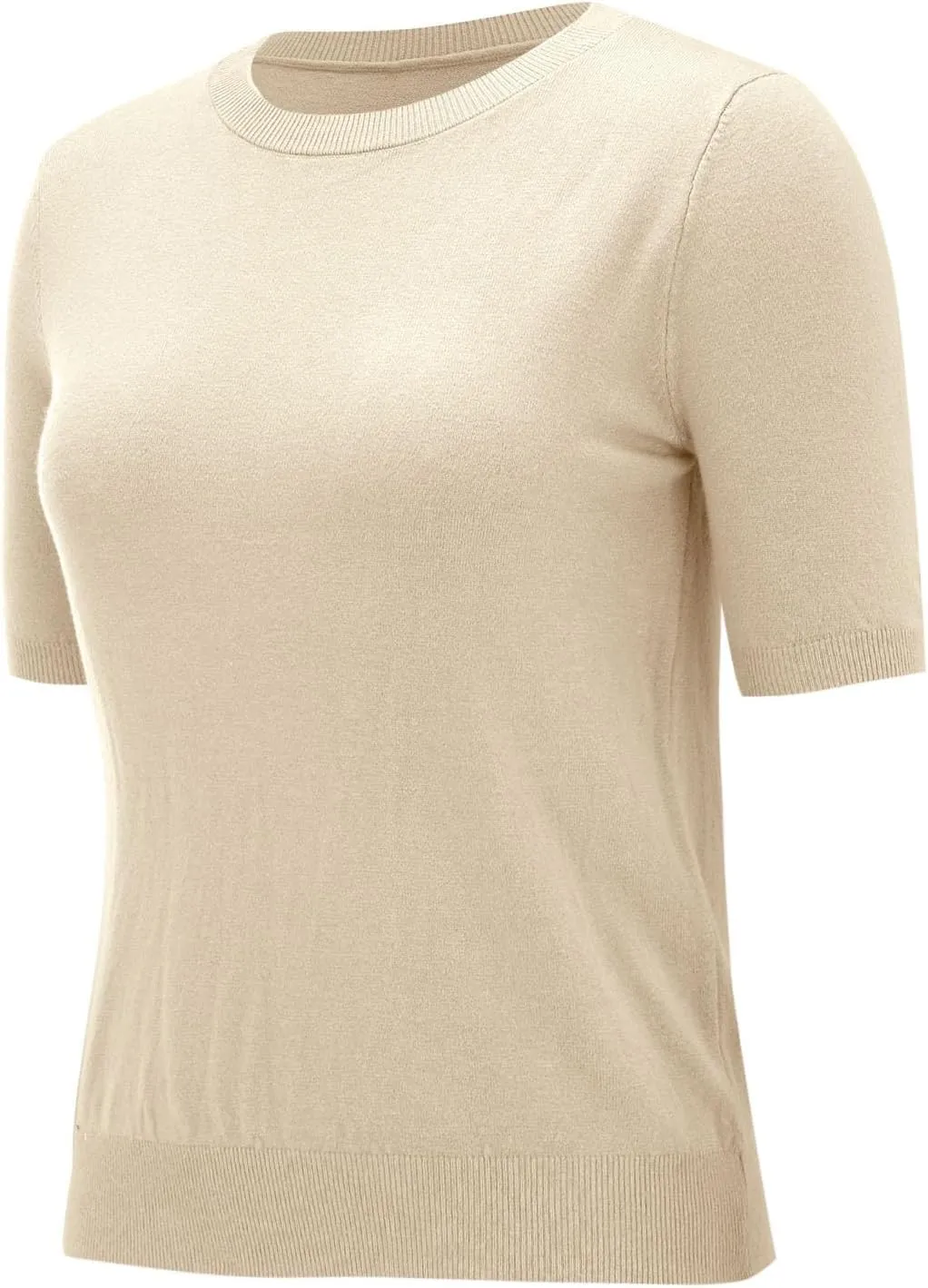 Short Sleeve Sweater for Women Trendy 2024 Soft Crewneck Knit T Shirts Casual Solid Loose Fit Cashmere Sweaters Tees
