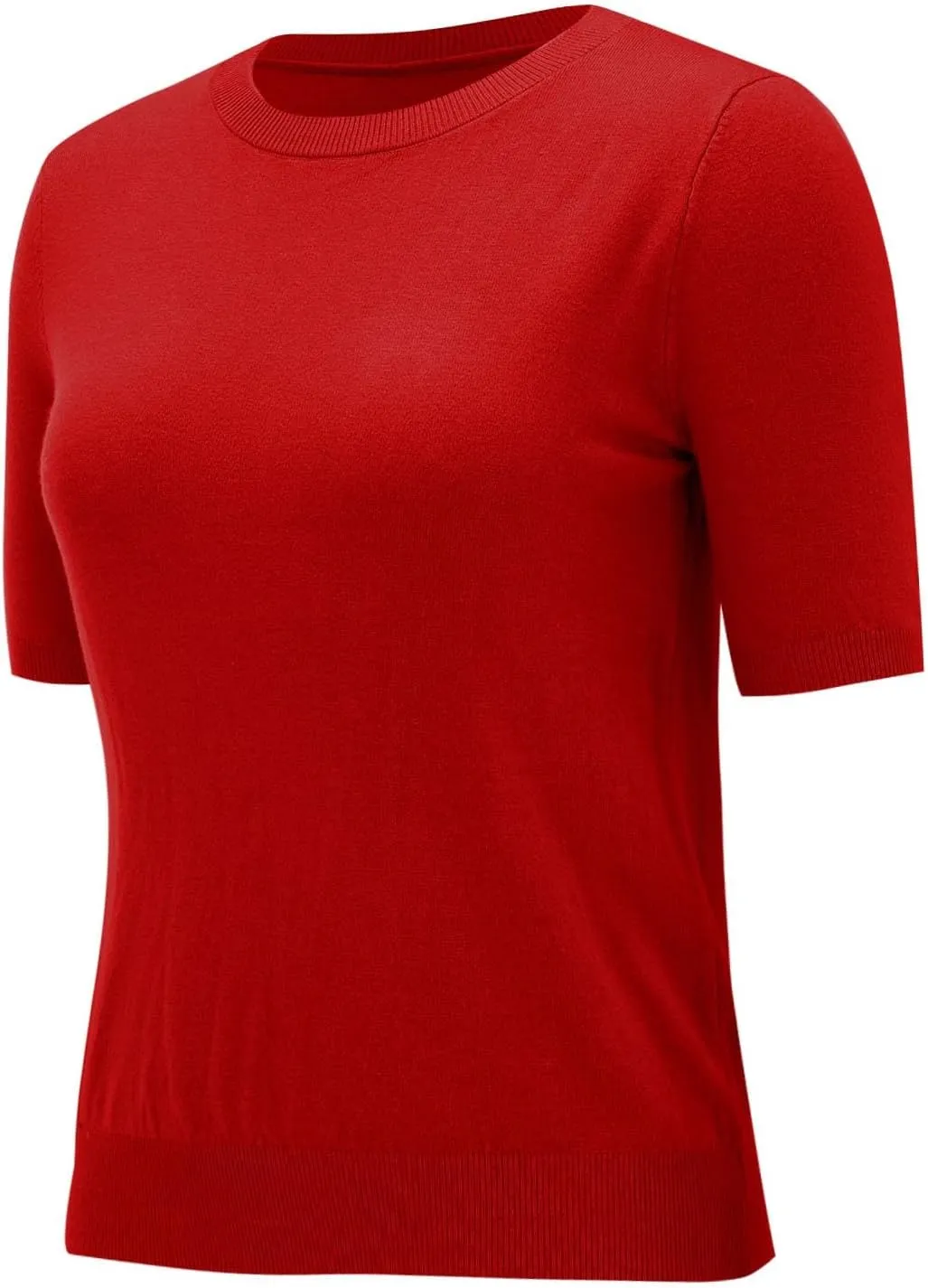 Short Sleeve Sweater for Women Trendy 2024 Soft Crewneck Knit T Shirts Casual Solid Loose Fit Cashmere Sweaters Tees