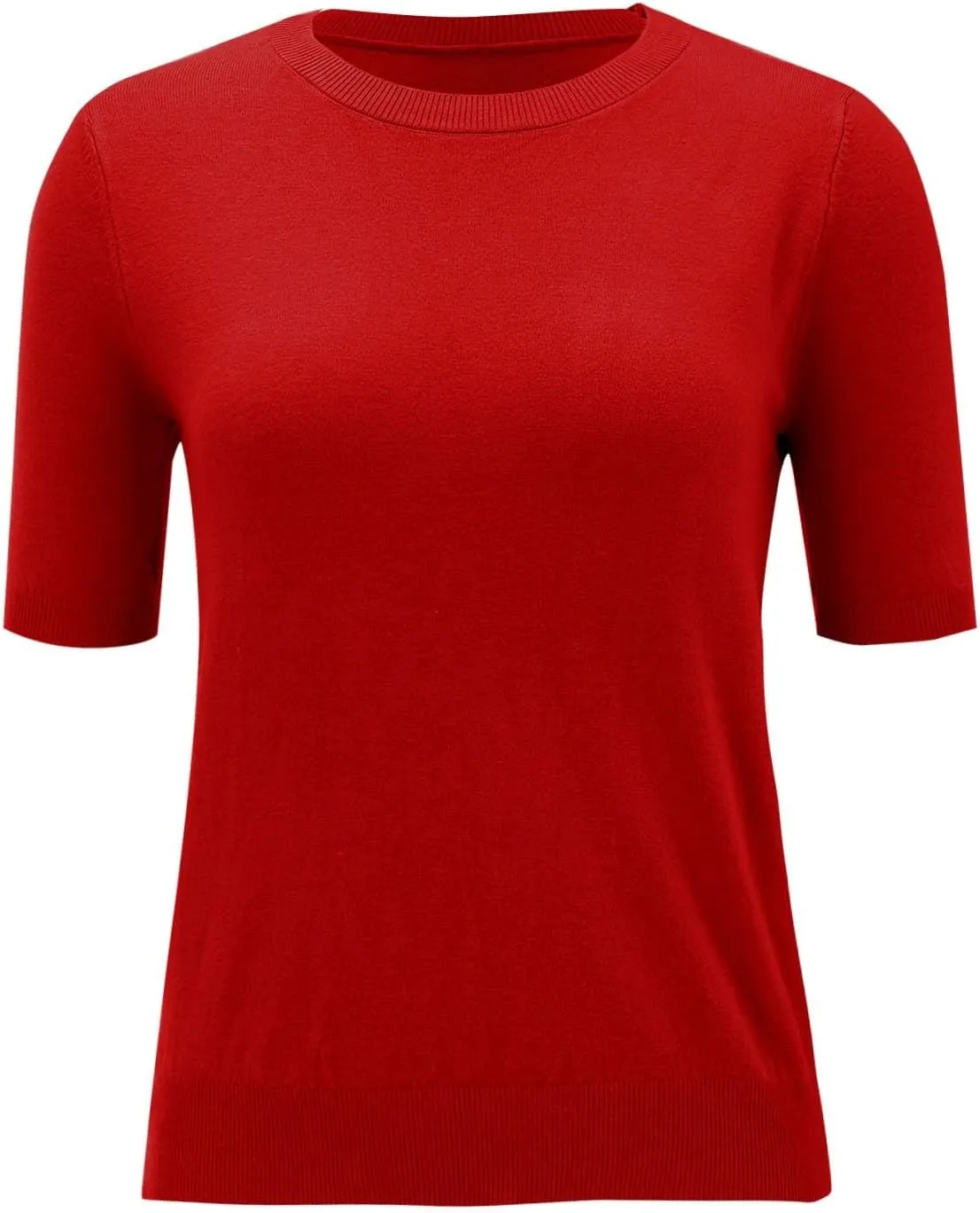 Short Sleeve Sweater for Women Trendy 2024 Soft Crewneck Knit T Shirts Casual Solid Loose Fit Cashmere Sweaters Tees