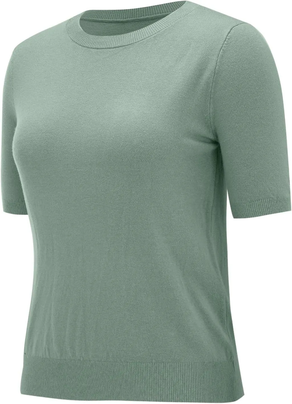 Short Sleeve Sweater for Women Trendy 2024 Soft Crewneck Knit T Shirts Casual Solid Loose Fit Cashmere Sweaters Tees