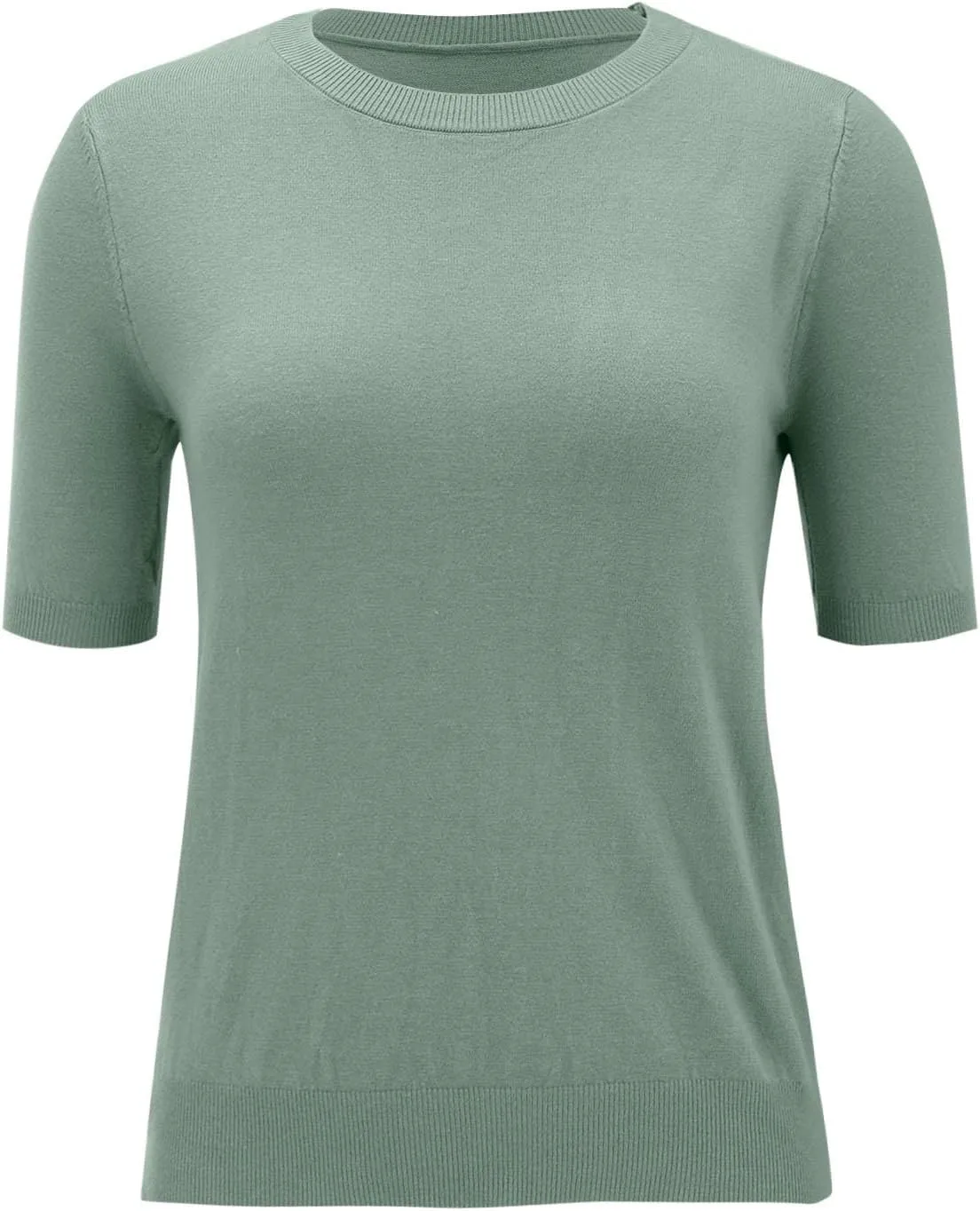 Short Sleeve Sweater for Women Trendy 2024 Soft Crewneck Knit T Shirts Casual Solid Loose Fit Cashmere Sweaters Tees