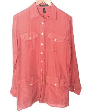 Soft Autumn Orange Button-down Tunic Shirt