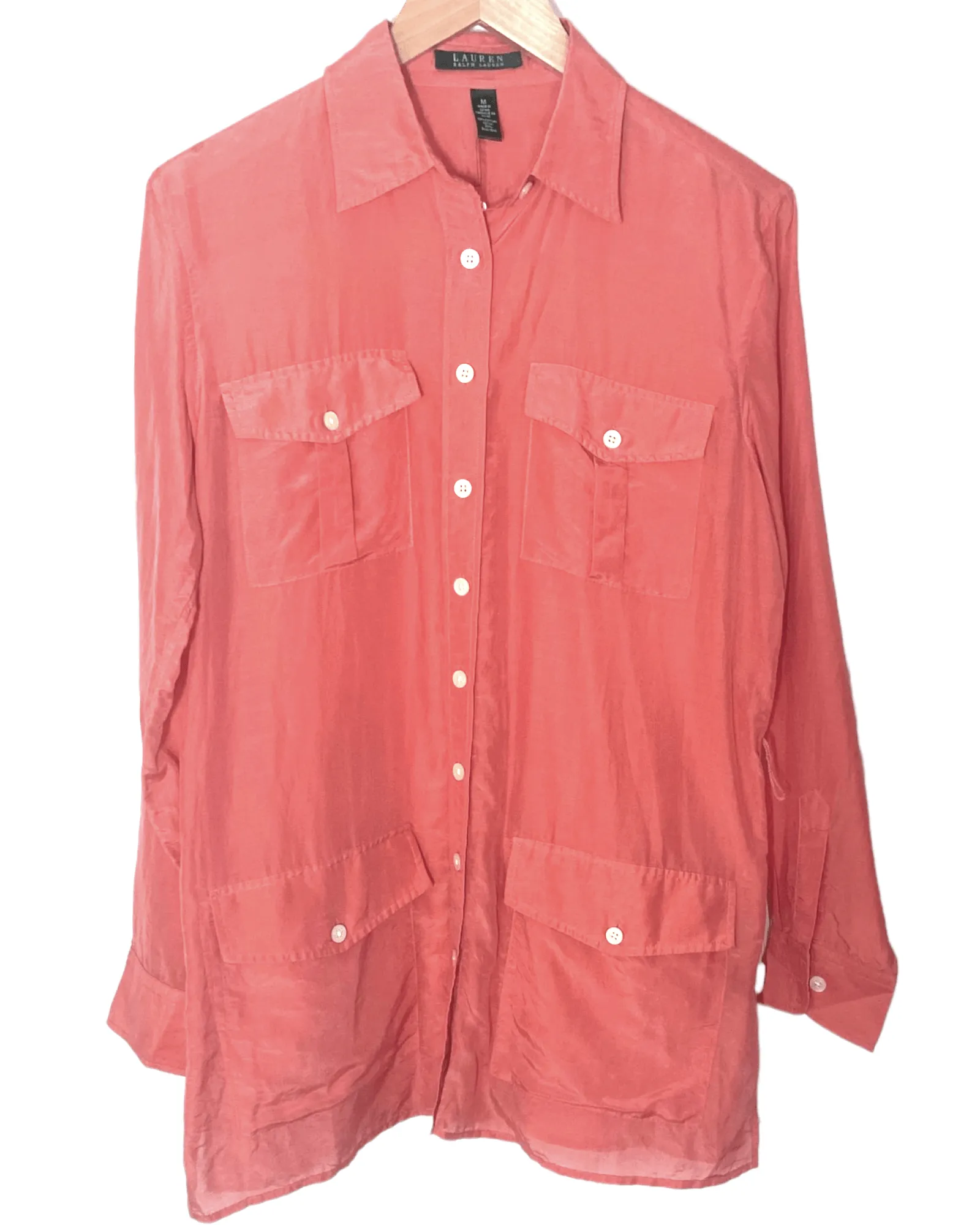 Soft Autumn Orange Button-down Tunic Shirt