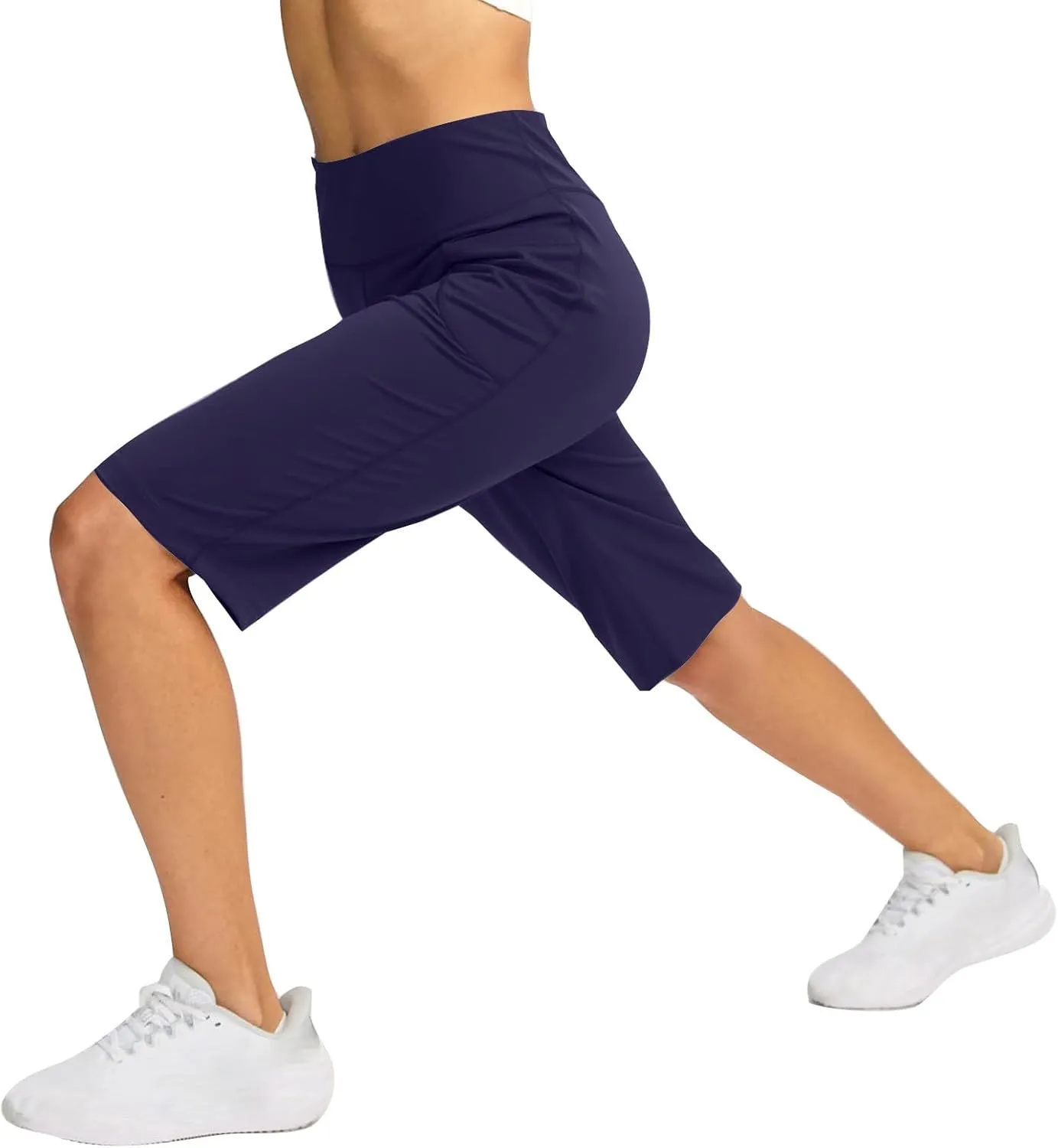 Sports Shorts for Women Casual Loose Pocketed Comfortable High-Waisted Knee High Fitted Casual Stretchy Athletic Pant