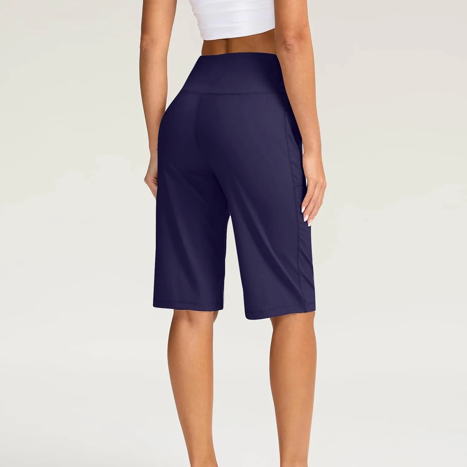 Sports Shorts for Women Casual Loose Pocketed Comfortable High-Waisted Knee High Fitted Casual Stretchy Athletic Pant