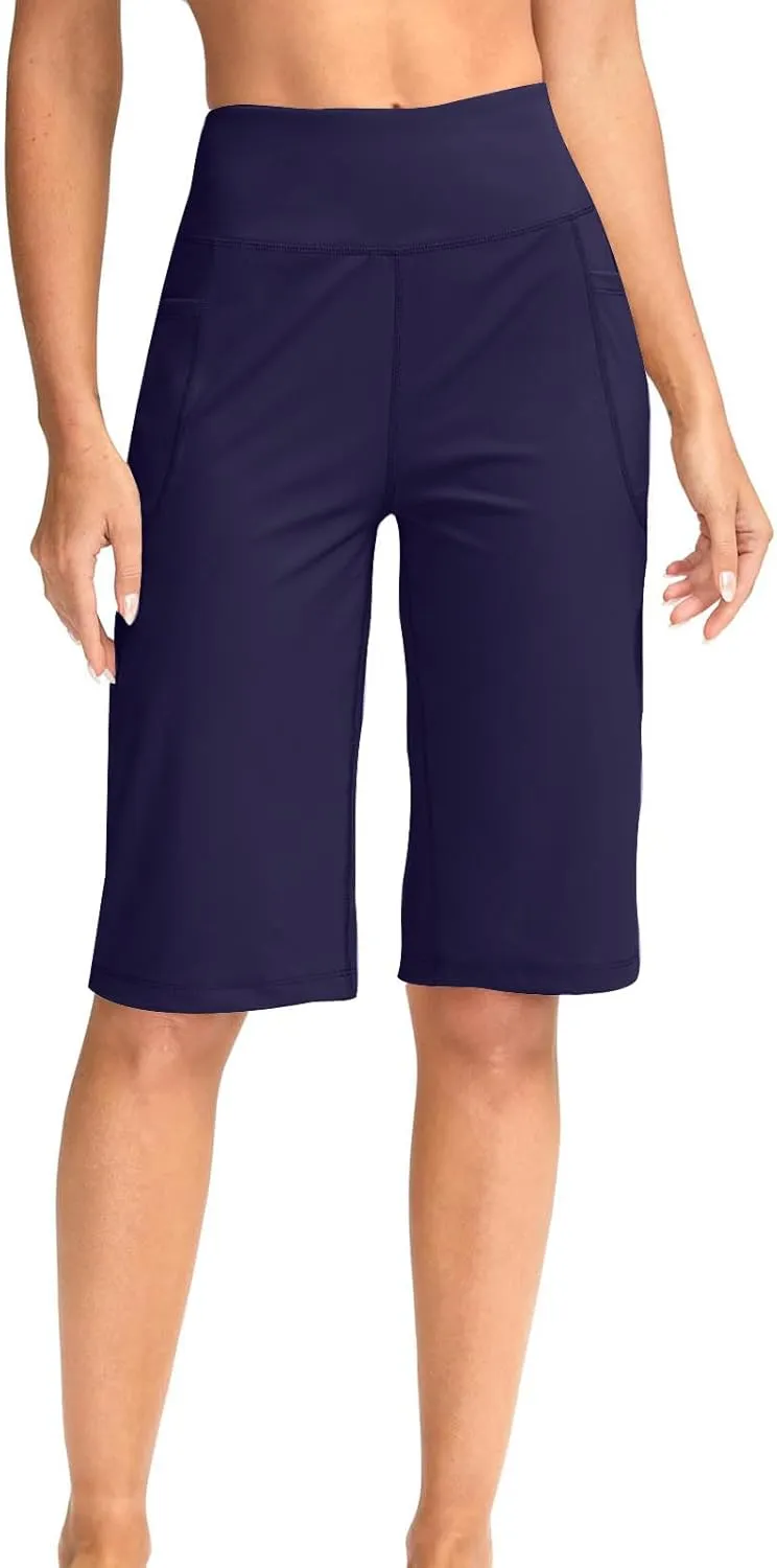 Sports Shorts for Women Casual Loose Pocketed Comfortable High-Waisted Knee High Fitted Casual Stretchy Athletic Pant