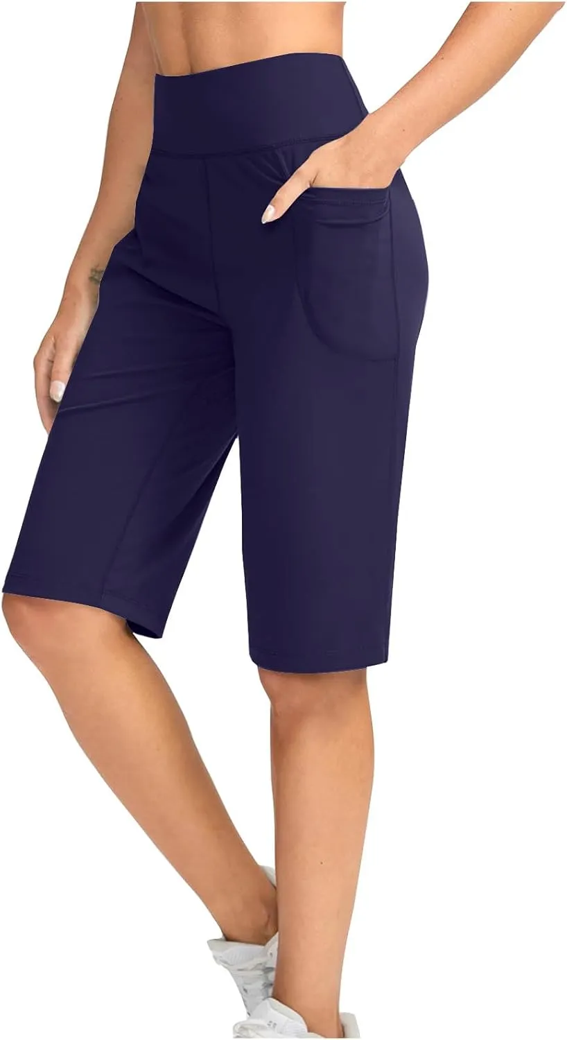 Sports Shorts for Women Casual Loose Pocketed Comfortable High-Waisted Knee High Fitted Casual Stretchy Athletic Pant