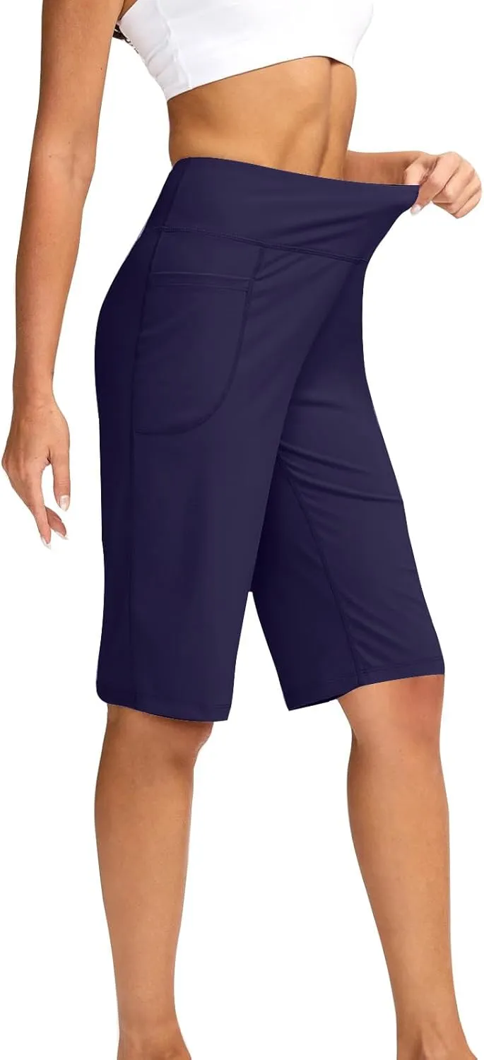 Sports Shorts for Women Casual Loose Pocketed Comfortable High-Waisted Knee High Fitted Casual Stretchy Athletic Pant