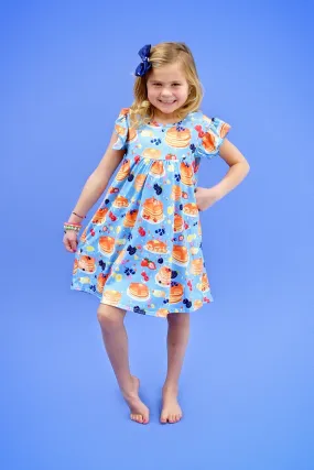 Sunday Morning Breakfast Milk Silk Flutter Dress