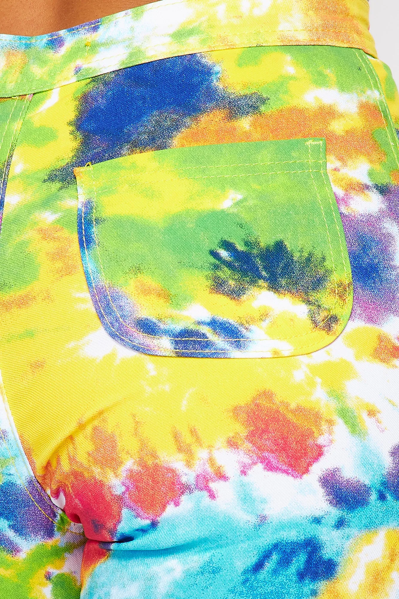 Super High Waisted Tie Dye Skinny Jeans - Yellow/Green Multicolor