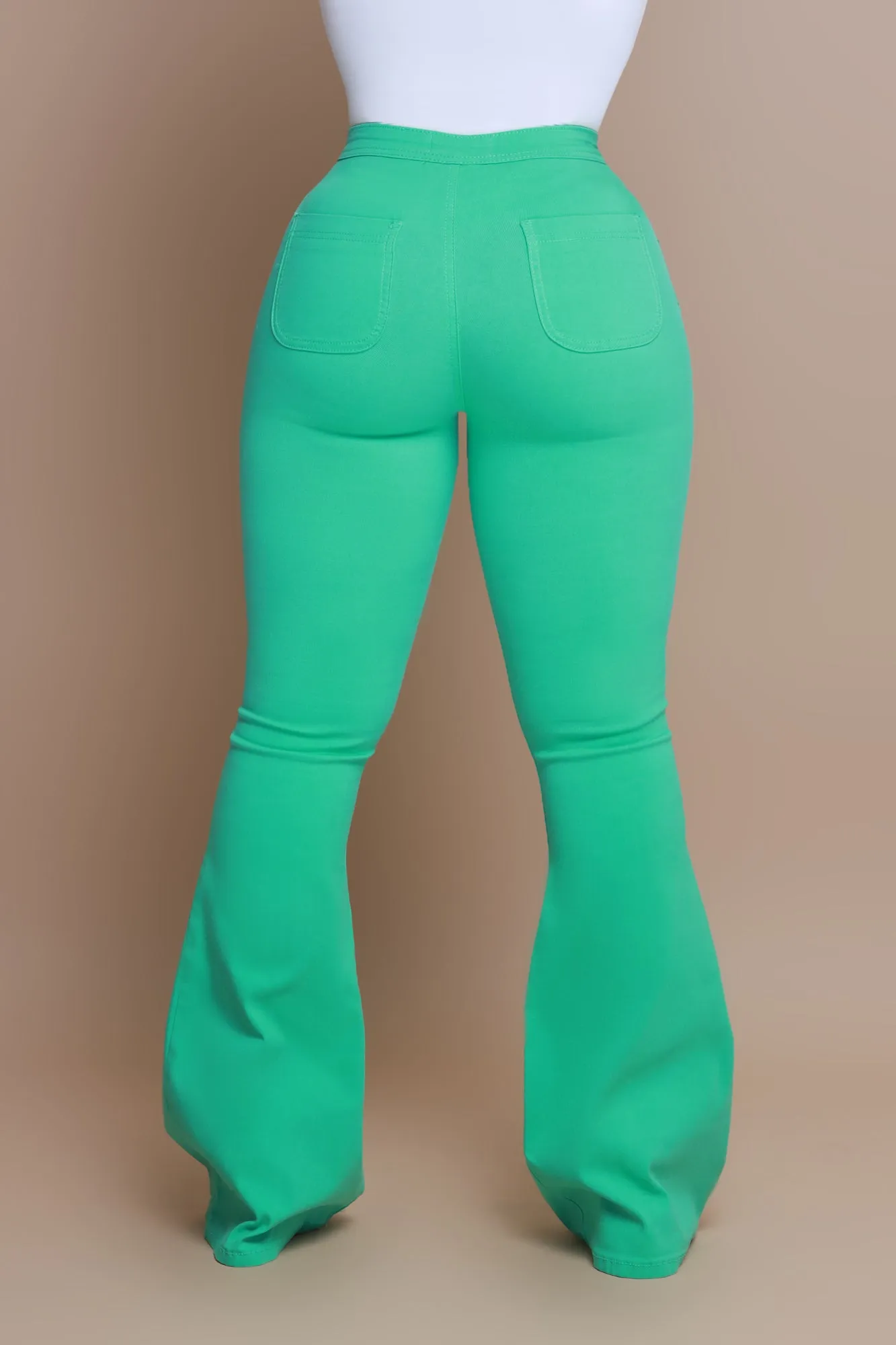 Super Swank High Rise Flare Stretchy Jeans - Mint