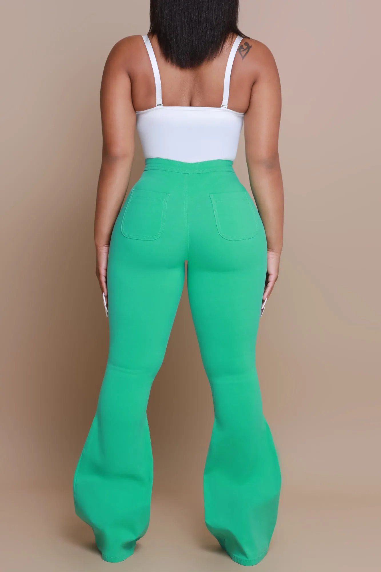 Super Swank High Rise Flare Stretchy Jeans - Mint