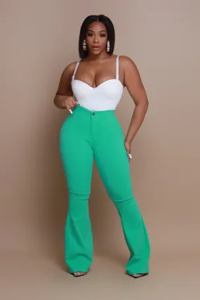 Super Swank High Rise Flare Stretchy Jeans - Mint