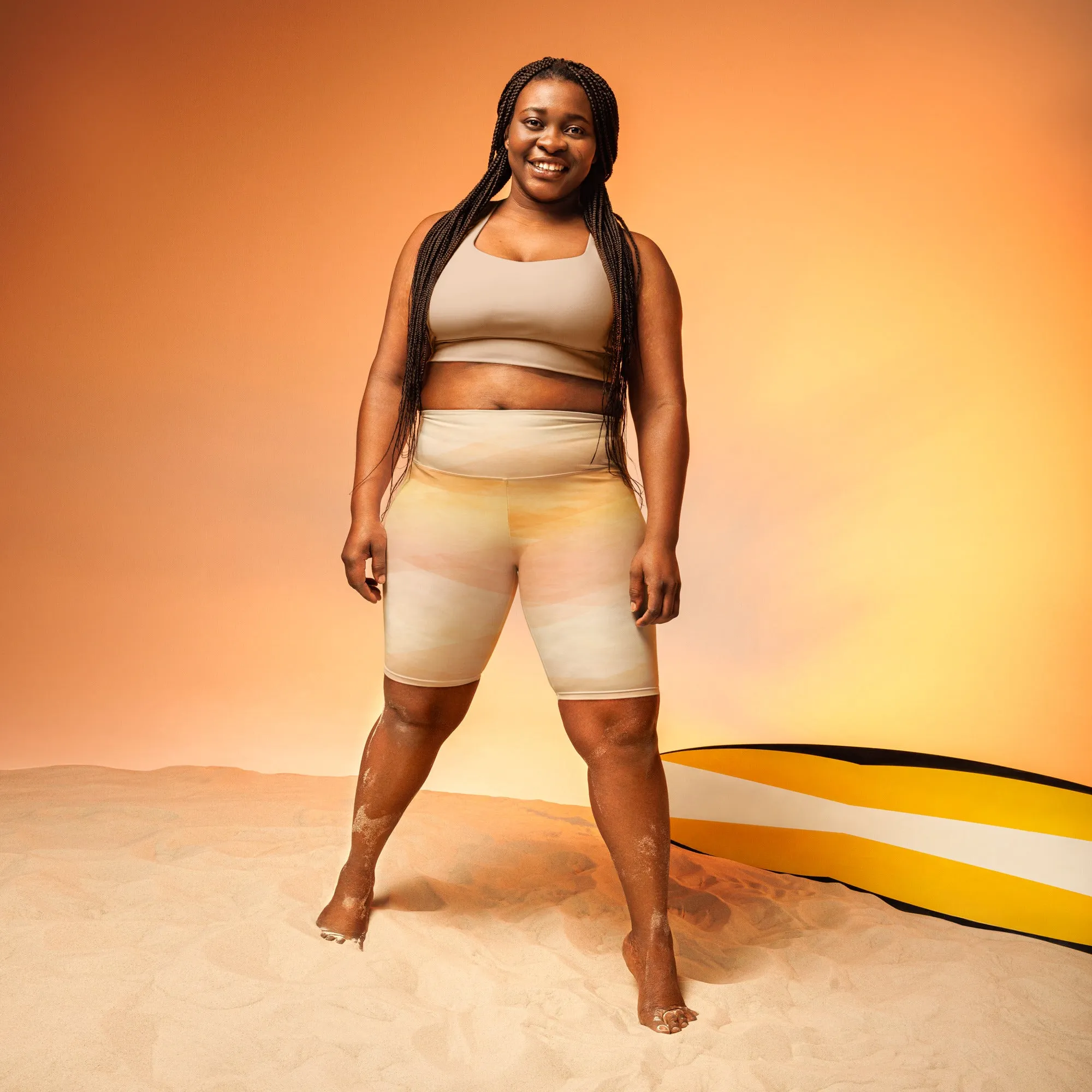 Tangerine Wave Biker Shorts