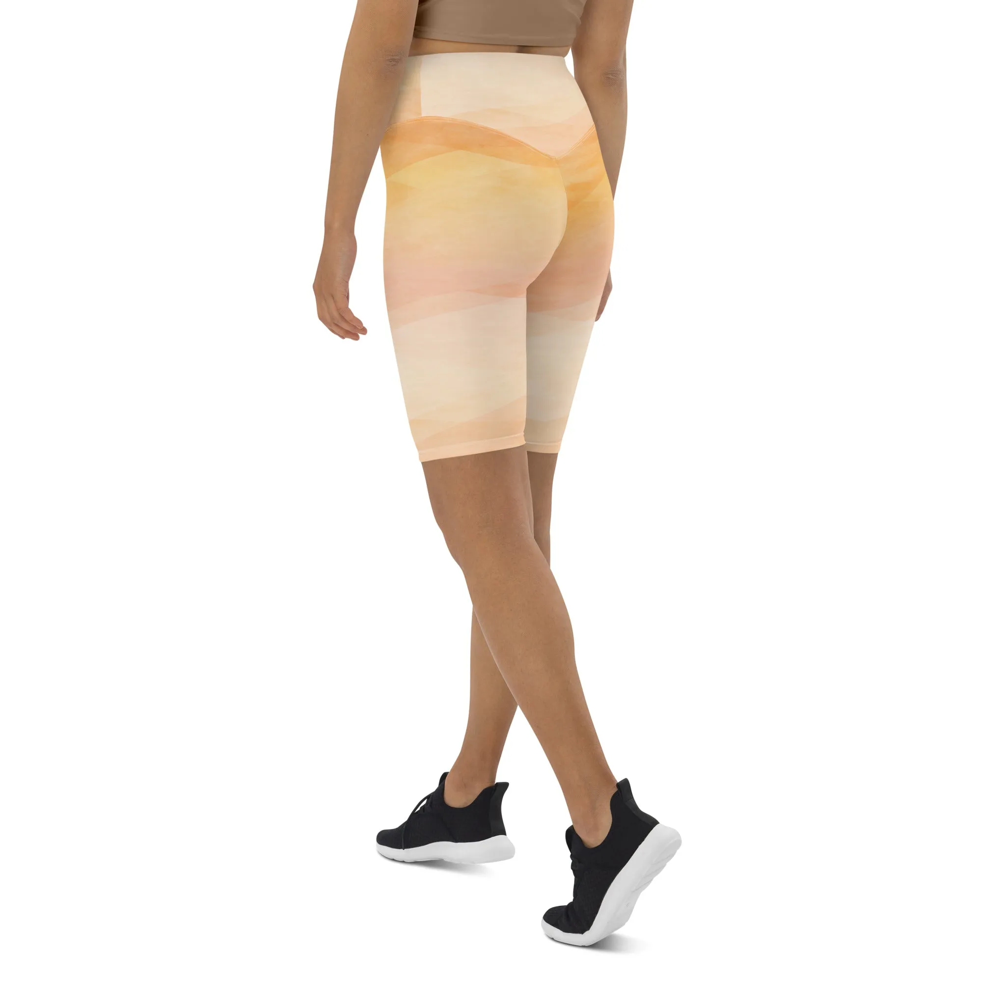 Tangerine Wave Biker Shorts
